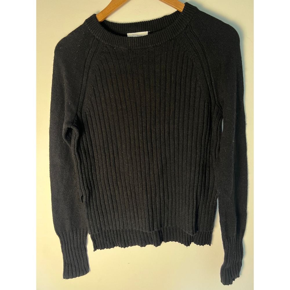 Daily Ritual Sweater S Petite Black Ribbed Knit Lambswool Cashmere Blend Minimal